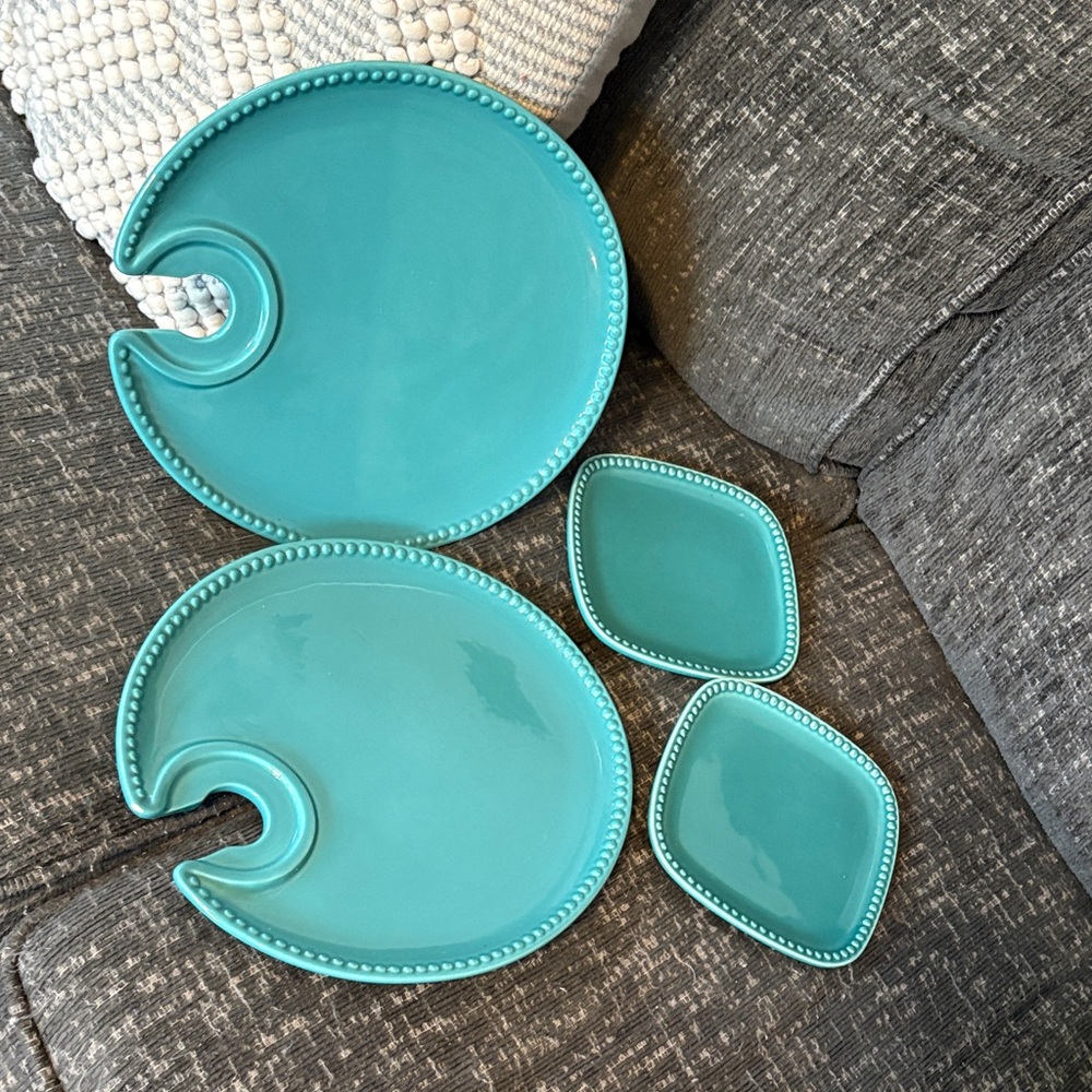 Princess House Pavillion Del Mar Aqua Party Snack Plates and Appetizer Plates